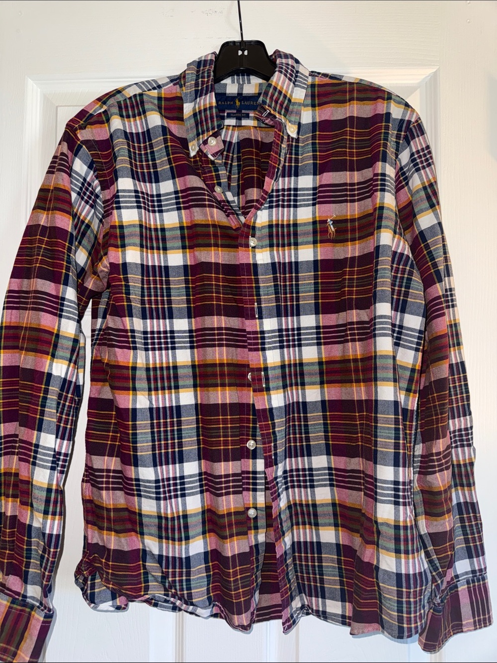 Ralph Lauren Burgundy, Pink & Navy Plaid Button-Down Shirt